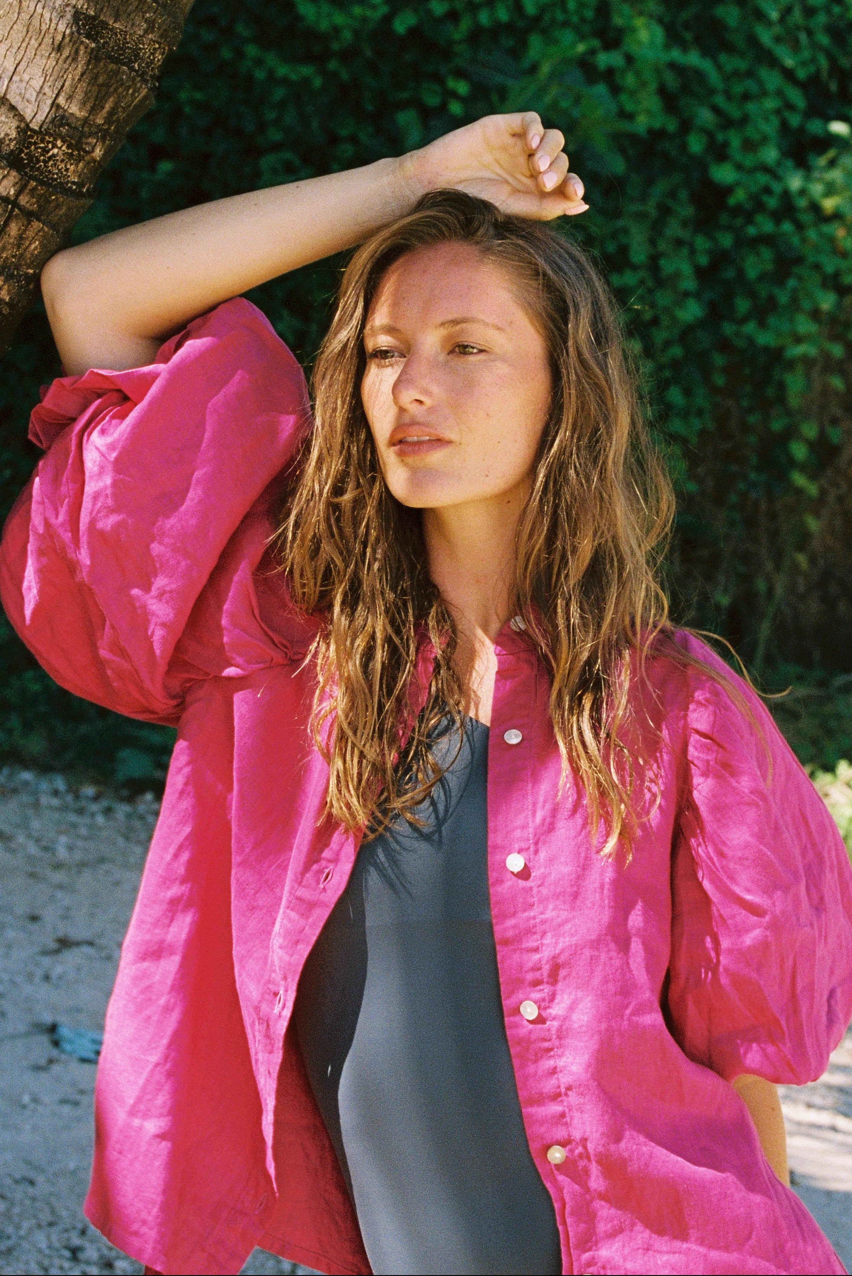 Blusa Iconic Lino Fucsia
