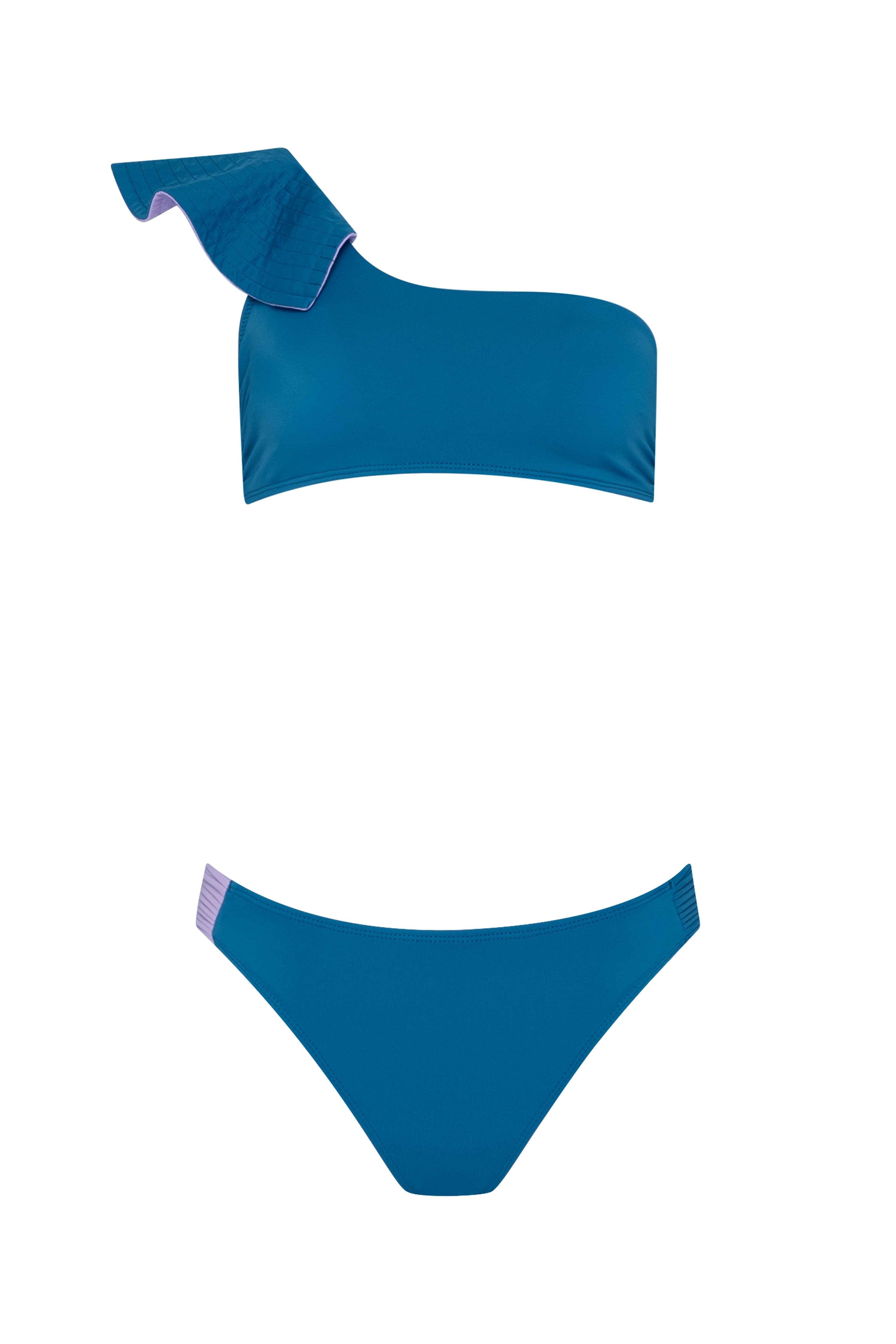 Bikini Komodo Tango de MonBali Collection, tejido reciclado ECONYL® , top con volante lateral y lazo en la espalda, bicolor, braguita clásica 
