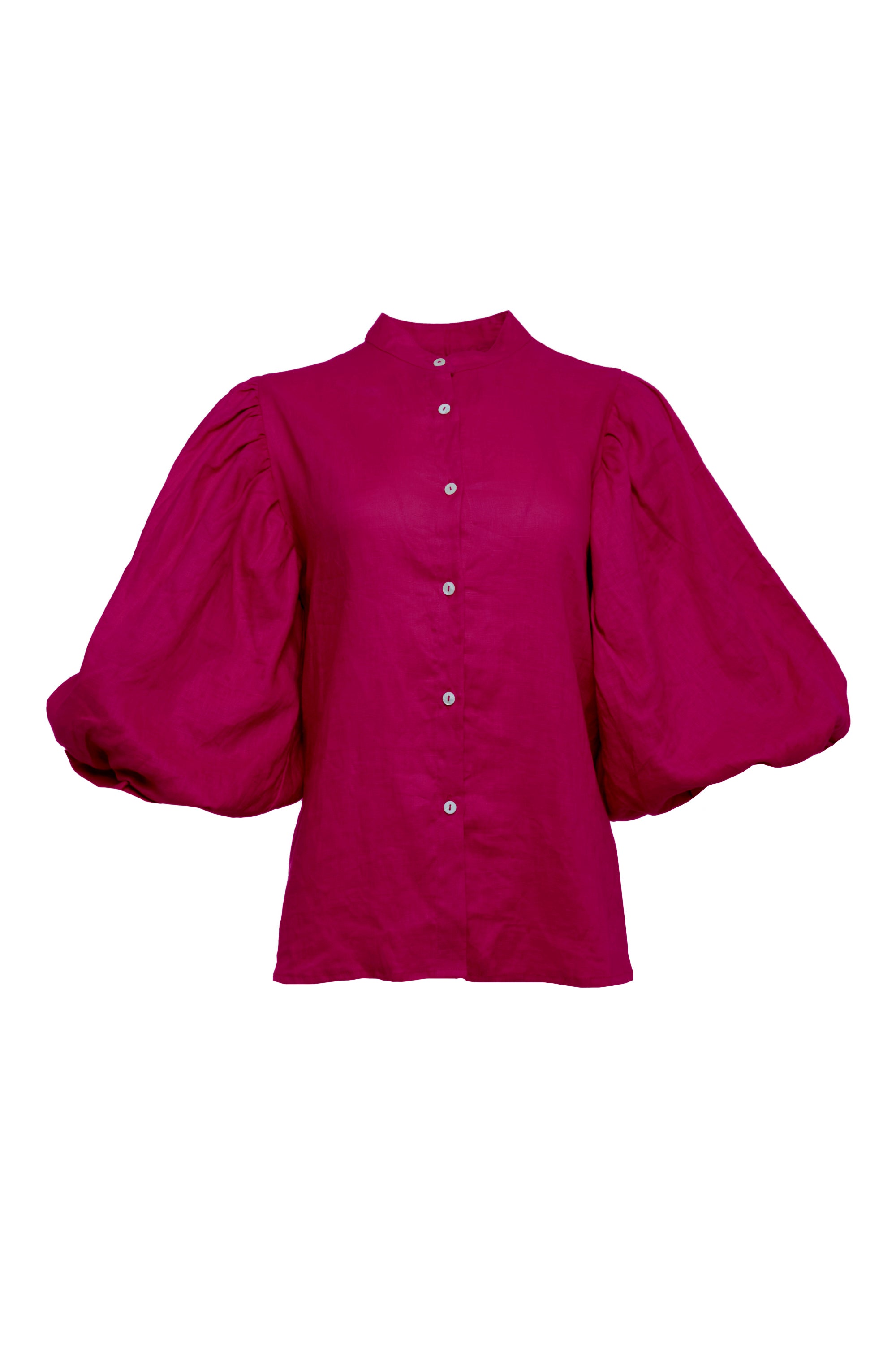 Blusa de lino con mangas abullonadas de Monbali Collection